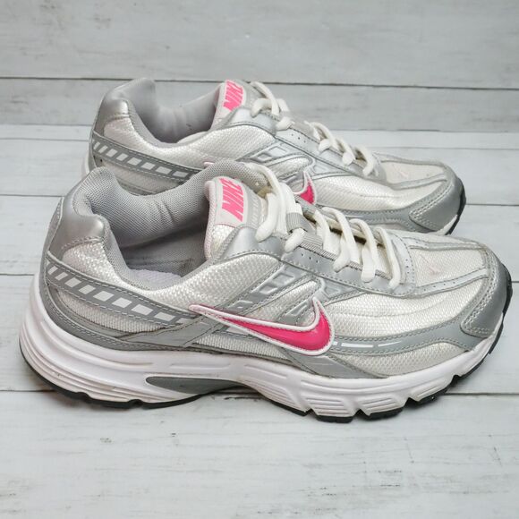 Nike Womens Size 6 Run Initiator White Silver Pink Running Sneakers - Picture 2 of 8